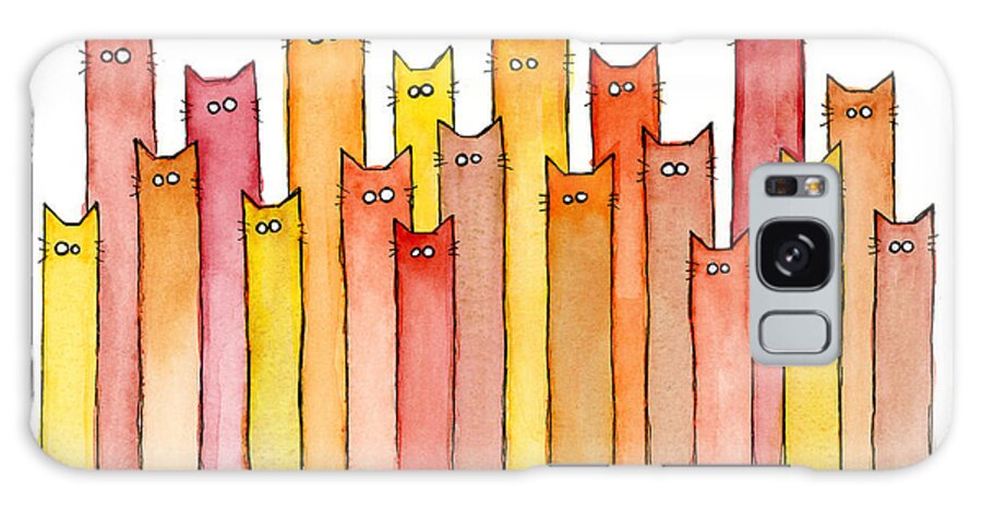 Watercolor Galaxy Case featuring the painting Cats Autumn Colors by Olga Shvartsur