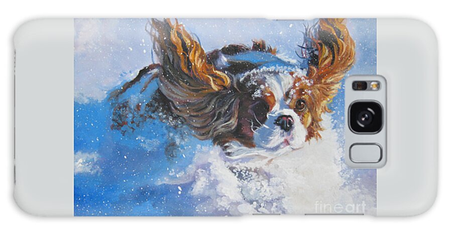 Dog Galaxy Case featuring the painting Cavalier King Charles Spaniel blenheim in snow by Lee Ann Shepard