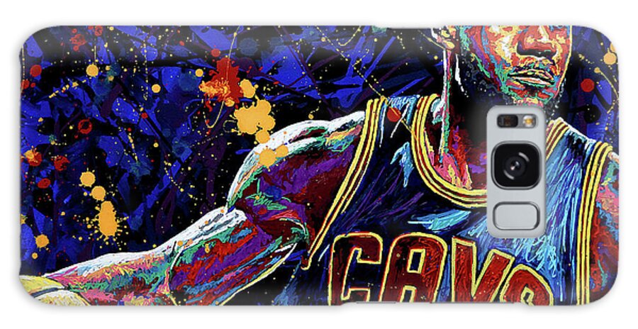 Lebron James Galaxy Case featuring the painting Cavalier Legend by Maria Arango