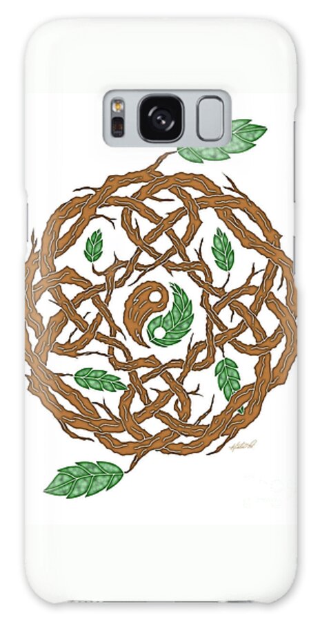 Artoffoxvox Galaxy S8 Case featuring the mixed media Celtic Nature Yin Yang by Kristen Fox