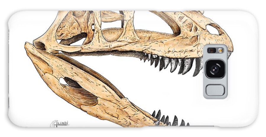 Ceratosaur Galaxy Case featuring the digital art Ceratosaur Skull by Rick Adleman