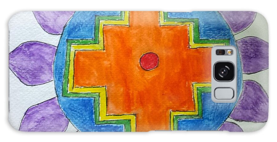 Powerful Energy Symbol Of The Andes Galaxy Case featuring the painting Chakana Inka Cross by Margaret Welsh Willowsilk