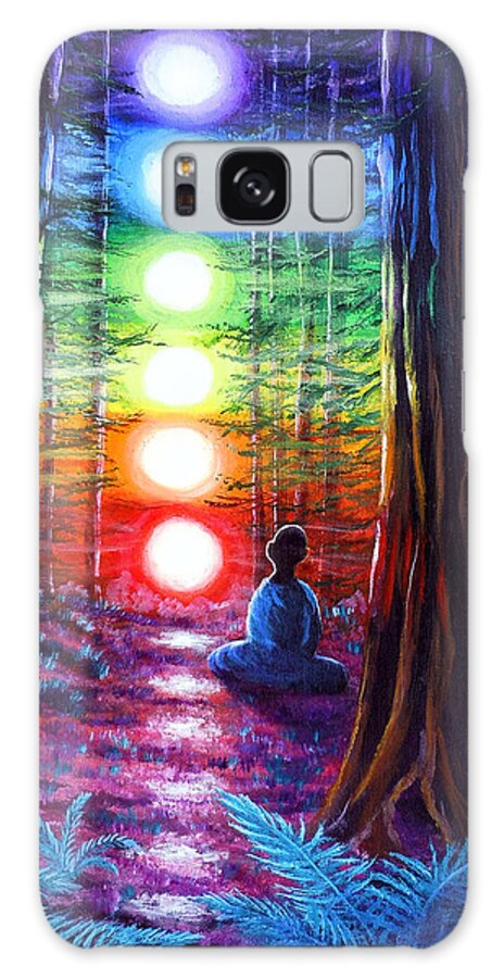 Zen Galaxy Case featuring the painting Chakra Meditation in the Redwoods by Laura Iverson