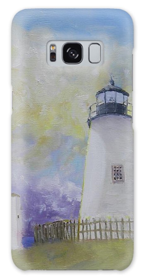 Landscape Lighthouse Clouds Pemaquid Galaxy Case featuring the painting Changing Weather Beauty by Scott W White