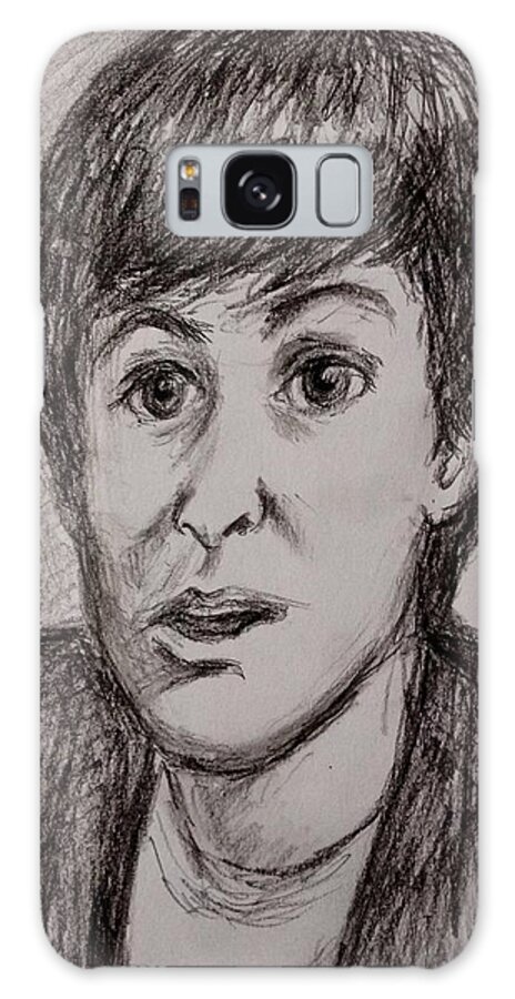 Sir Paul Mccartney Galaxy S8 Case featuring the drawing Charcoal Portrait of Paul McCartney by Joan-Violet Stretch