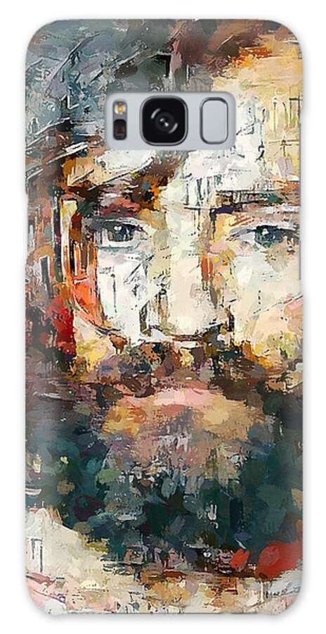 Man Galaxy Case featuring the digital art Charles Manson Serial Murderer Portrait by Yury Malkov