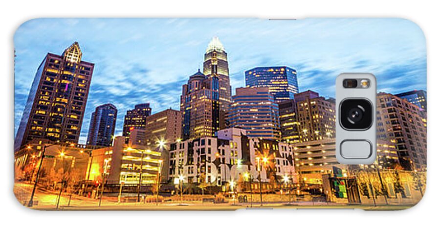 America Galaxy Case featuring the photograph Charlotte Skyline at Dusk Panorama Photo by Paul Velgos