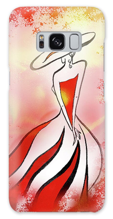 Charming Lady In Red Galaxy Case featuring the painting Charming Lady In Red by Irina Sztukowski