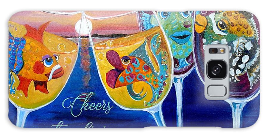 Cocktail Art Galaxy Case featuring the painting Cheers to Living on Lake Lotella by Linda Kegley
