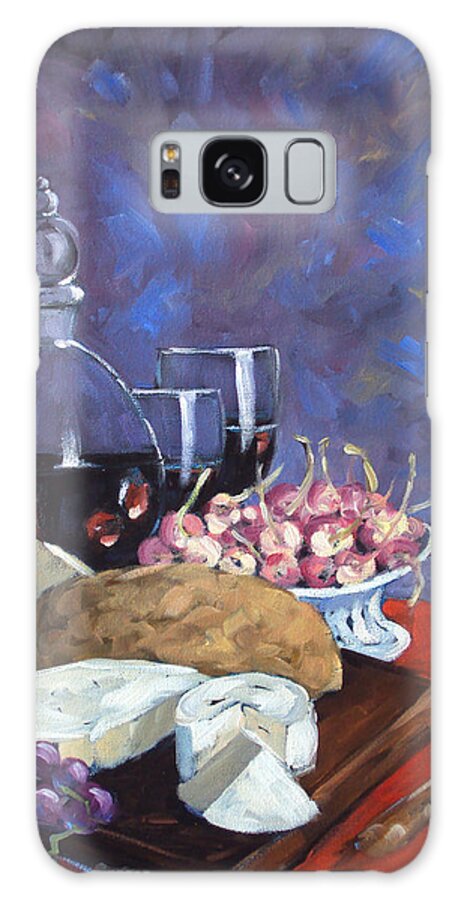 Cheese Galaxy Case featuring the painting Cheese and Good Wine by Richard T Pranke