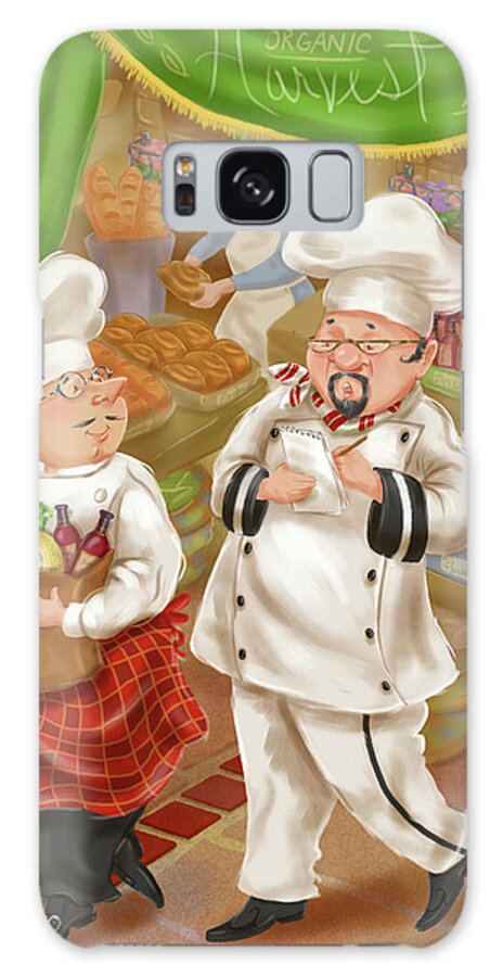 Chef Galaxy S8 Case featuring the mixed media Chefs Go to Market III by Shari Warren