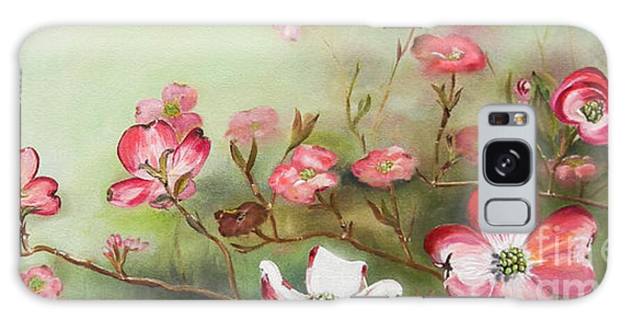 Cherokee Dogwood Galaxy Case featuring the painting Cherokee Dogwood - Brave- Blushing by Jan Dappen