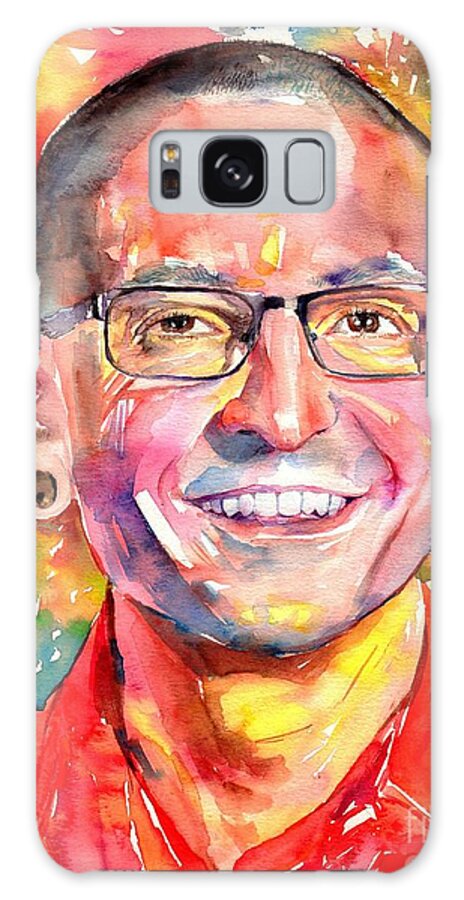Chester Bennington Galaxy Case featuring the painting Chester Bennington watercolor by Suzann Sines