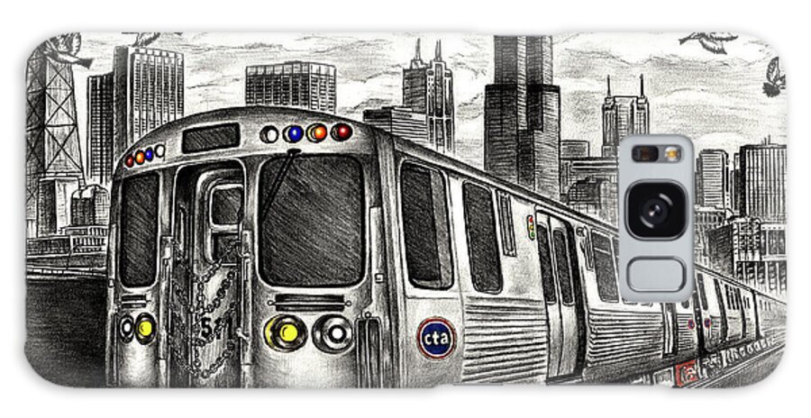 Ctatrain Galaxy S8 Case featuring the drawing Chicago CTA Train by Omoro Rahim