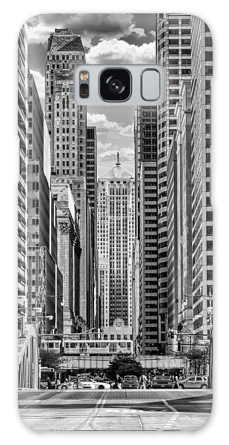 Chicago Galaxy S8 Case featuring the photograph Chicago LaSalle Street Black and White by Christopher Arndt