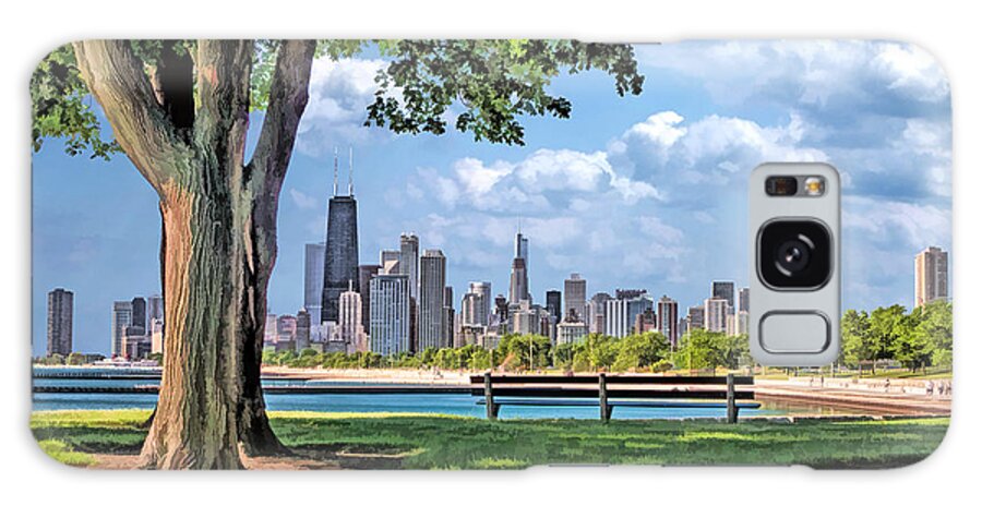 Chicago Galaxy Case featuring the painting Chicago North Skyline Park by Christopher Arndt