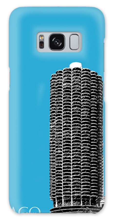 Architecture Galaxy Case featuring the digital art Chicago Skyline Marina Towers - Teal by DB Artist