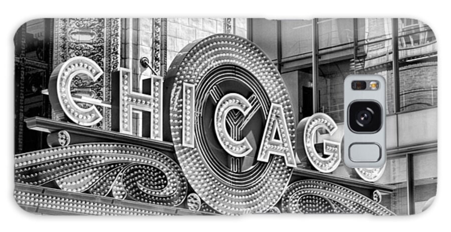 Chicago Galaxy S8 Case featuring the photograph Chicago Theatre Marquee Black and White by Christopher Arndt