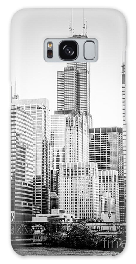 America Galaxy Case featuring the photograph Chicago with Sears Willis Tower in Black and White by Paul Velgos