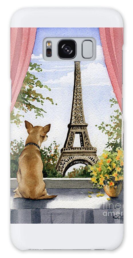 Chihuahua Galaxy Case featuring the painting Chihuahua in Paris by David Rogers