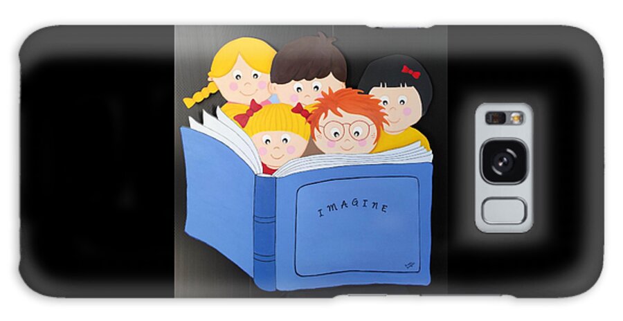 Children Galaxy Case featuring the painting Children Reading Book by Brenda Bonfield