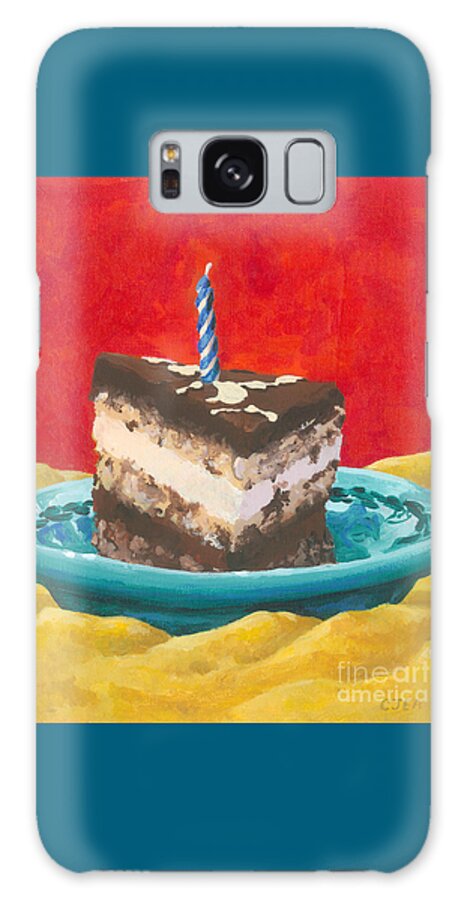 Cake Galaxy Case featuring the painting Chocolate Birthday Cake by Cheryl Emerson Adams