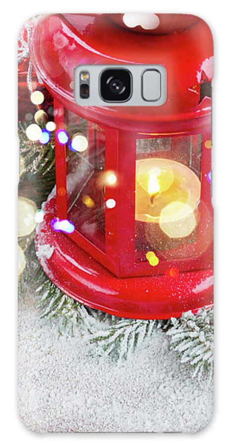 Christmas Galaxy Case featuring the photograph Christmas Red Lantern by Anastasy Yarmolovich