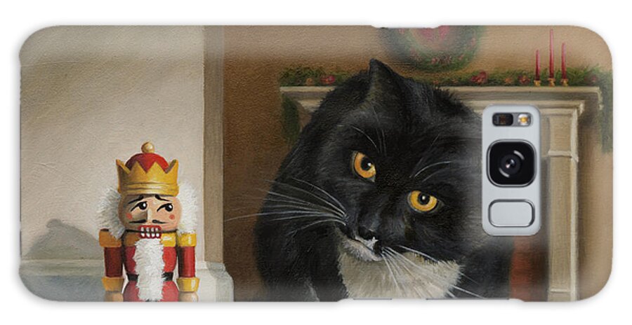 Cat Painting Galaxy Case featuring the painting Christmas Stalking by Joe Winkler