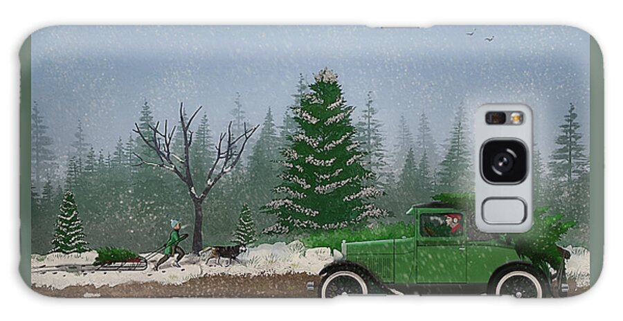Model A Galaxy Case featuring the digital art Christmas Tree Hunters by Ken Morris