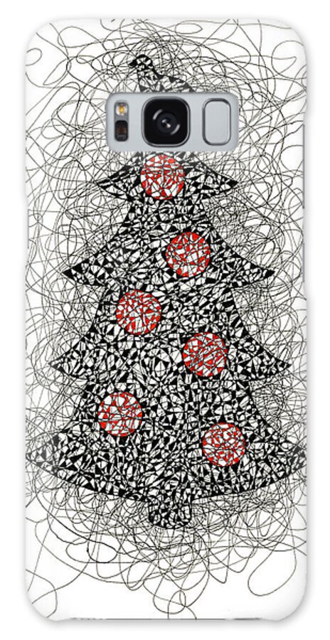 Christmas Galaxy Case featuring the drawing Christmas Tree Pen and Ink Drawing by Karla Beatty
