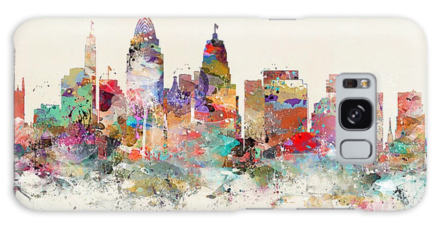 Cincinnati Ohio Galaxy Case featuring the painting Cincinnati City Skyline by Bri Buckley