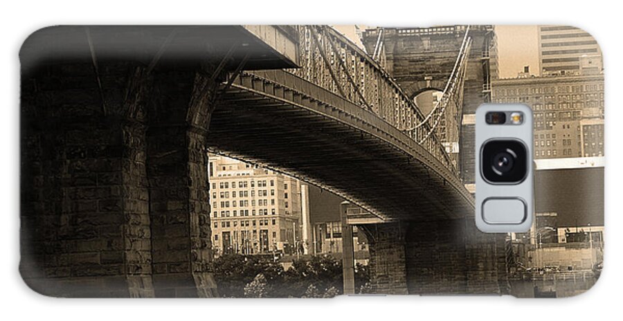 Arches Galaxy Case featuring the photograph Cincinnati - Roebling Bridge 2 Sepia by Frank Romeo