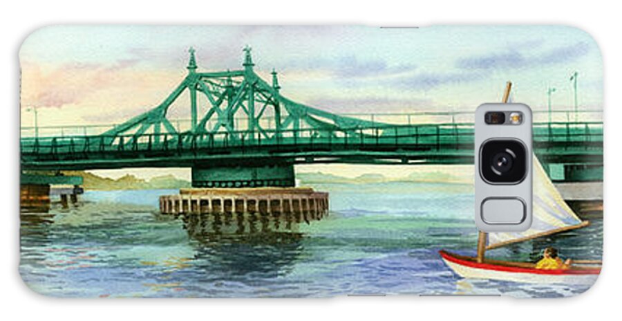 City Island Galaxy Case featuring the painting City Island Bridge Late Afternoon by Marguerite Chadwick-Juner
