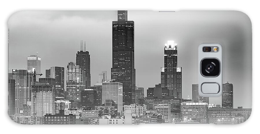 Illinois Galaxy Case featuring the photograph City of Shadows - The Chicago Skyline In Black And White by Gregory Ballos