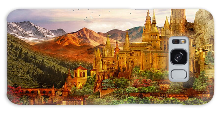 Castle Galaxy Case featuring the digital art City of Gold by Karen Howarth