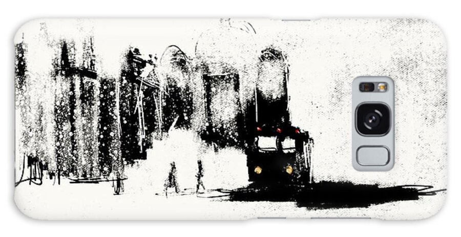Cityscape Galaxy Case featuring the painting City Snow by Jim Vance