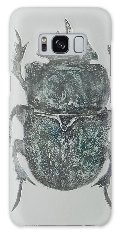Dung Beetle Galaxy Case featuring the painting Cleaning agent by Ilona Petzer