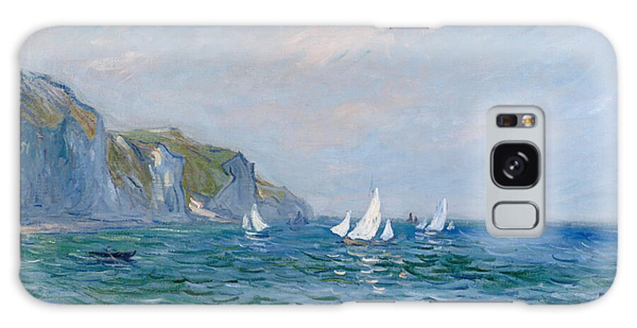 Cliffs And Sailboats At Pourville Galaxy Case featuring the painting Cliffs and Sailboats at Pourville by Claude Monet