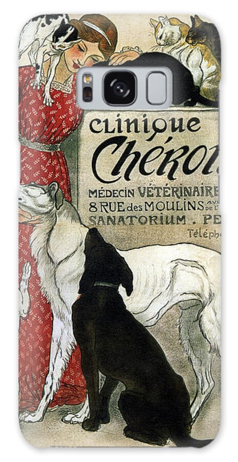 Clinique Cheron Galaxy Case featuring the mixed media Clinique Cheron - Vintage Clinic Advertising Poster by Studio Grafiikka
