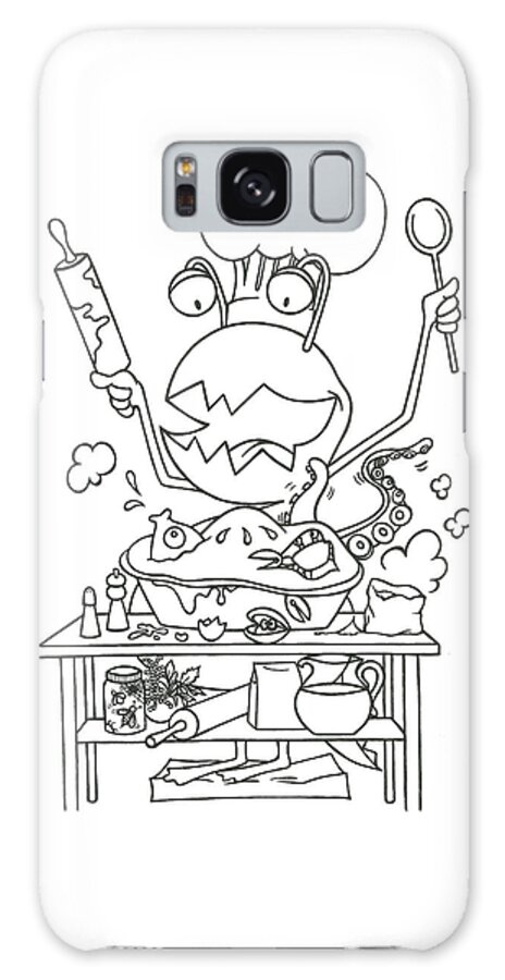 Monster Galaxy Case featuring the drawing Closet Monster Baking by Konni Jensen
