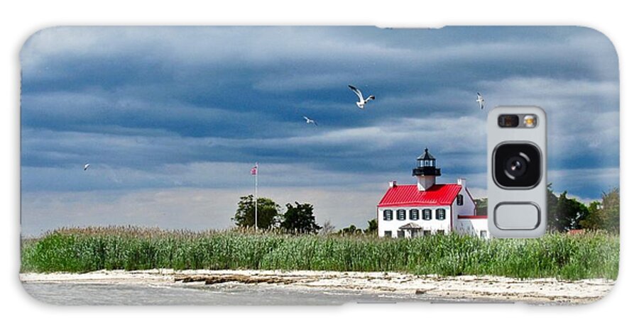 East Point Lighthouse Galaxy Case featuring the photograph Clouds Rolling in Over East Point Light by Nancy Patterson