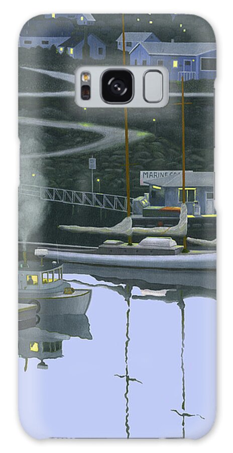 Coastal Morning Fishing Boat Calm Sea Morning Dawn Ocean Trawler Troller Galaxy S8 Case featuring the painting Coastal morning by Gary Giacomelli