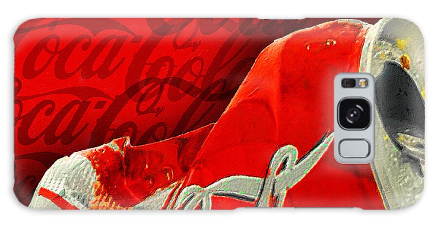 Coca-cola Galaxy Case featuring the painting Coca-Cola Can Crush Red Logo Background by Tony Rubino