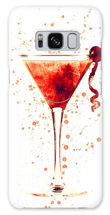 Cocktail Galaxy Case featuring the digital art Cocktail Drinks Glass Watercolor Red by Michael Tompsett