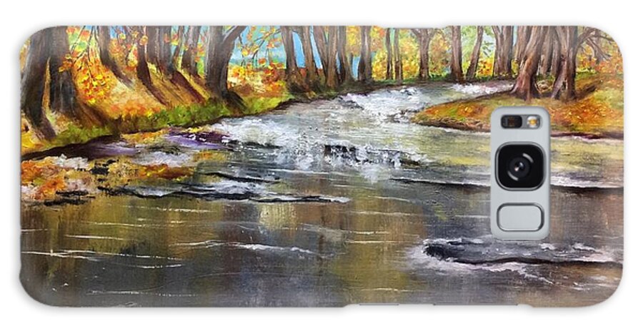 Oil Painting Of Creeks Galaxy S8 Case featuring the painting Cold Day at the Creek by Annamarie Sidella-Felts