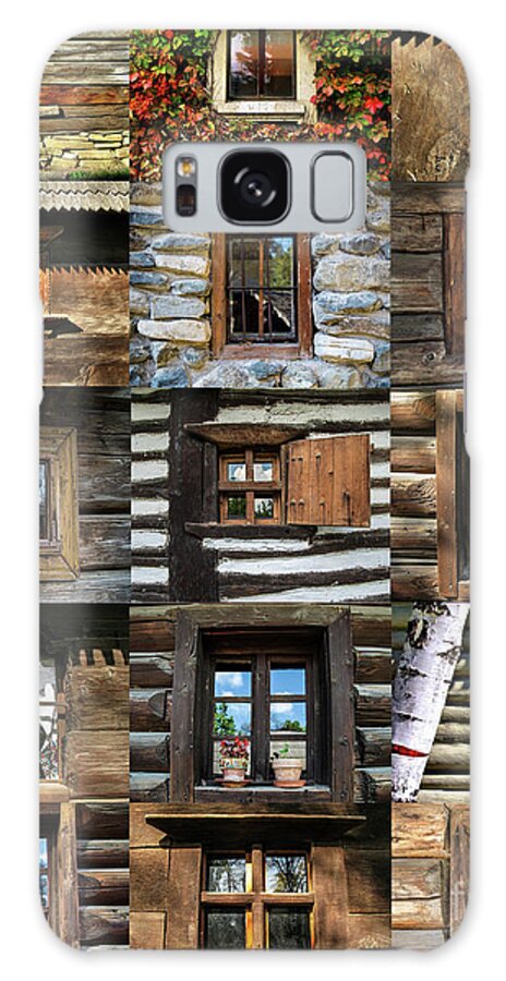 Collage Galaxy S8 Case featuring the photograph Collage from Handmade Traditional Wooden Windows in Village Museum Bucharest by Daliana Pacuraru