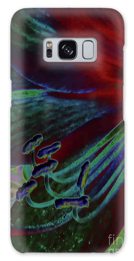 Amaryllis Galaxy Case featuring the digital art Colorful Neon Amaryllis by D Hackett