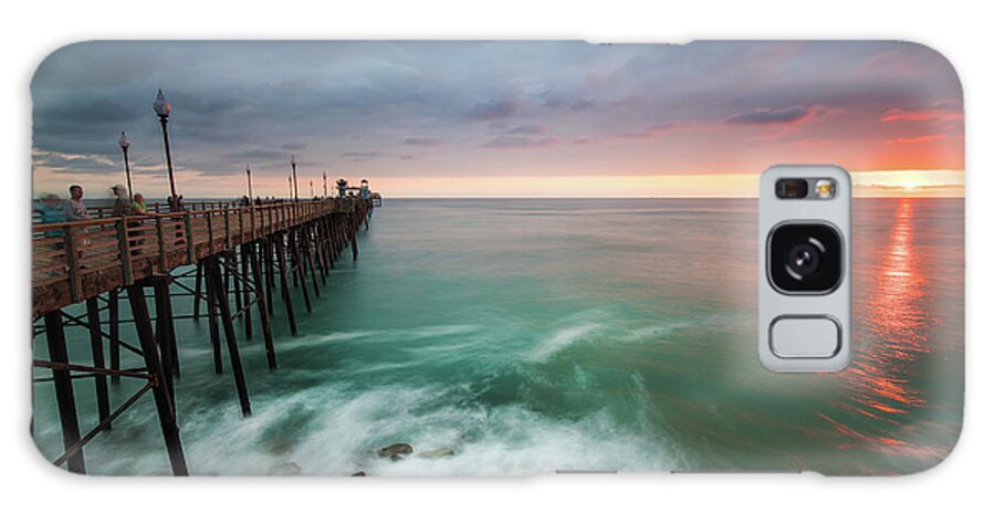 Ocean Galaxy Case featuring the photograph Colorful Sunset at the Oceanside Pier by Larry Marshall