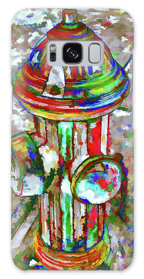 Colourful Hydrant Galaxy Case featuring the painting Colourful hydrant by Jeelan Clark