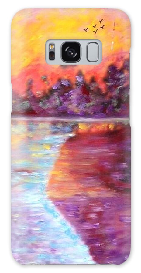 Sea Shore Galaxy Case featuring the painting Colourful sea shore by Sam Shaker